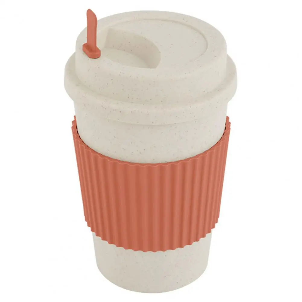 480ml Mug Milk Coffee Cup Non-Slip Protective Sleeve Heat-Resistant Large Capacity Sealing Anti-scald Wheat Water Cup