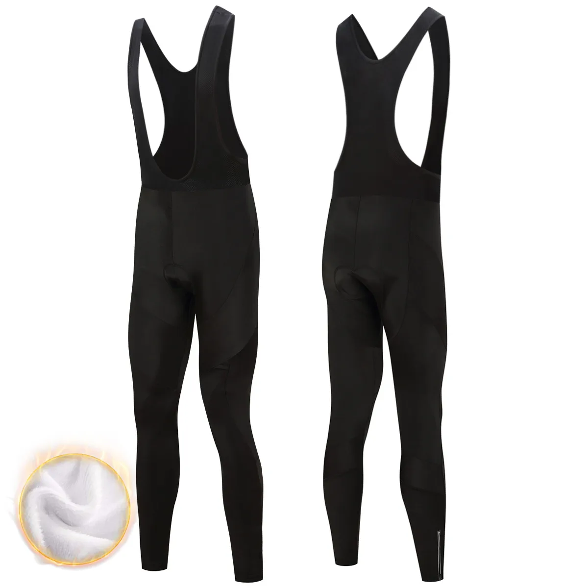 

Black Warm Bib Pants 19D Padded Coolmax Gel Winter Thermal Long Cycling Bib Pants Fleece MTB Bike Bicycle Racing Cycling Pants