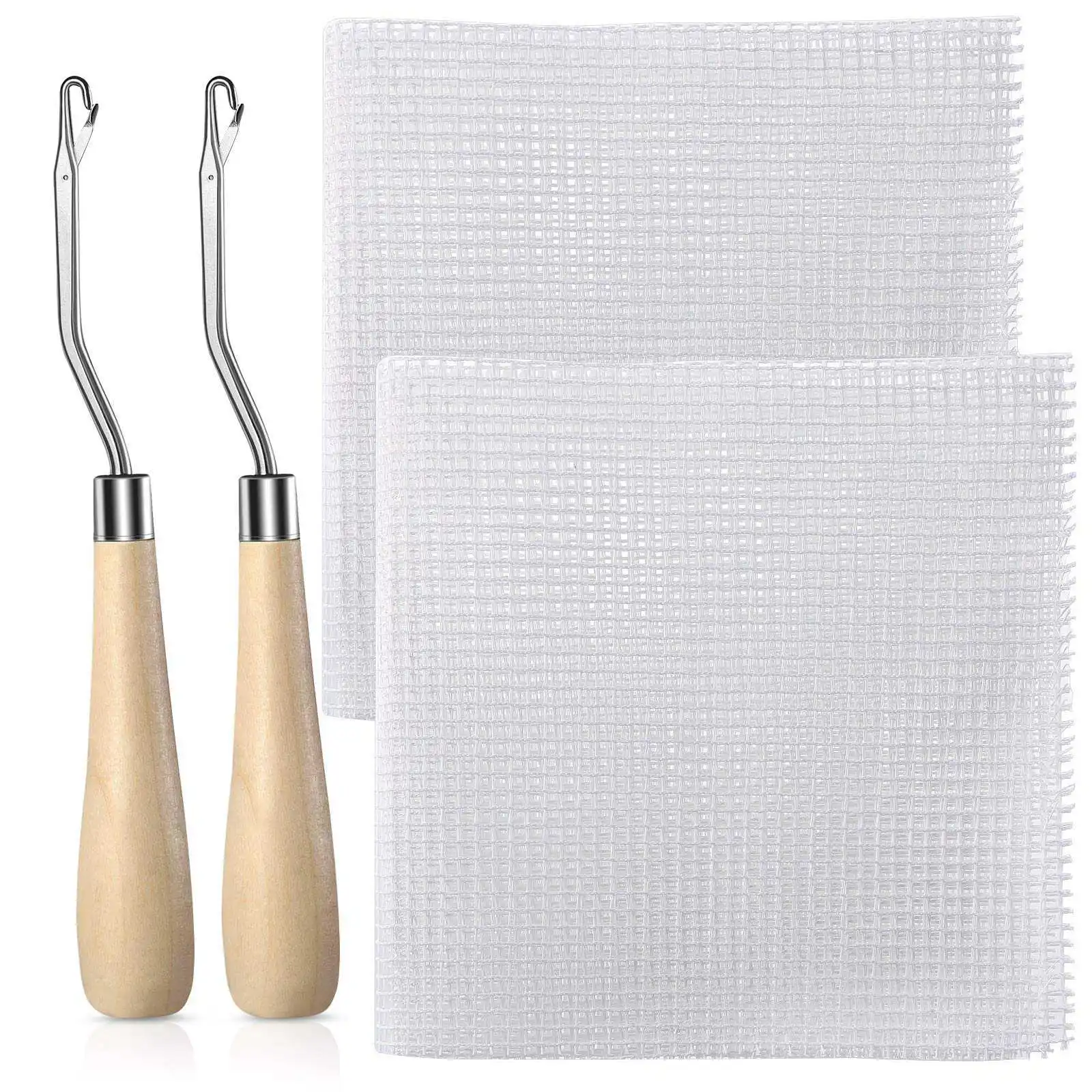 

ABNL 2 шт. пустой ковер с защелкой, крючок, холст, комплект с 2 шт. деревянными изогнутыми крючками для коврика «сделай сам», гобелен (19X19 дюймов)