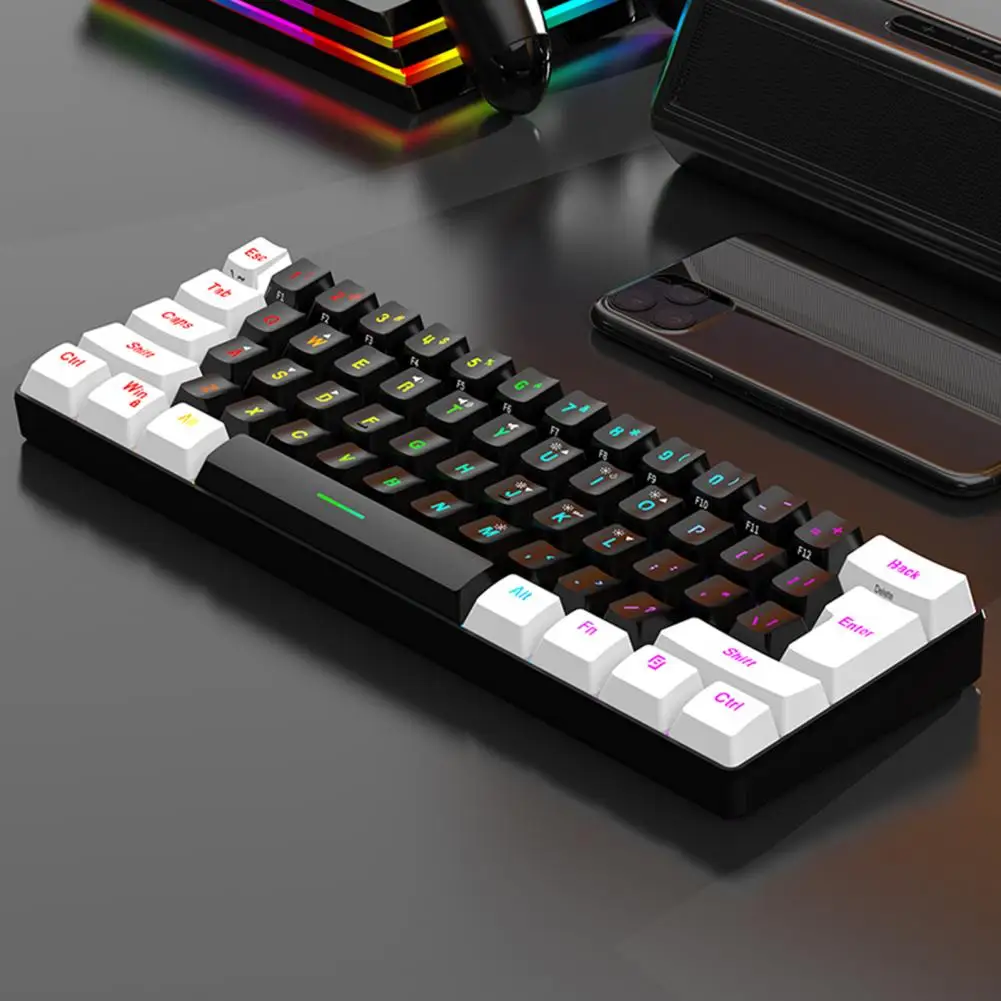 Rgb Keyboard Rgb Mechanical Gaming Keyboard with 61 Keys Compact Lightweight Design for Computer Wired with Rgb Lights