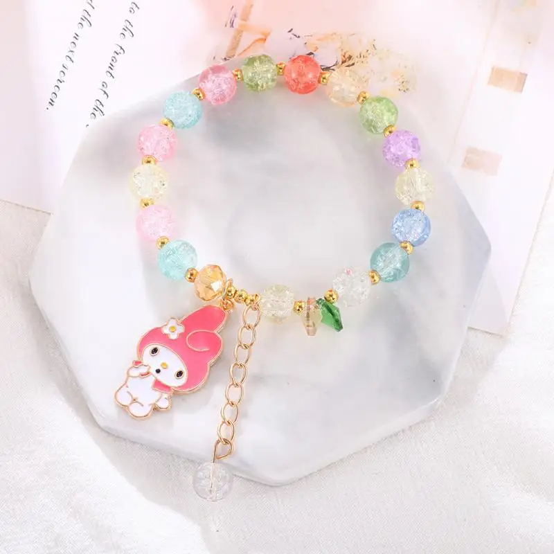 Sanrio My Melody Kuromi Cinnamoroll Popcorn Bracelet Children\'s Bead Bracelet Crystal Kawaii Cartoon Birthday Present