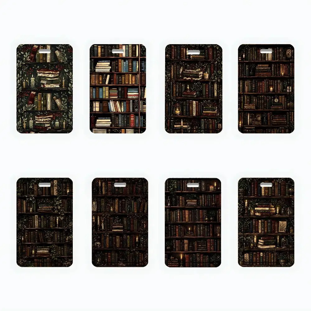 Book Shelf Creative Pattern ID Card Holder Cute PVC Badge Holder Cartoon Card Cover Student ID Bus Card Case With Clear Window
