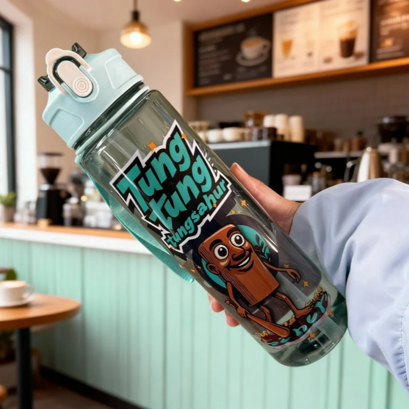 زجاجة مياه برينروت الإيطالية زجاجة مياه تونغ تونغ صحور مع شفاطة أكواب مياه رياضية خارجية غلاية شرب كرتونية