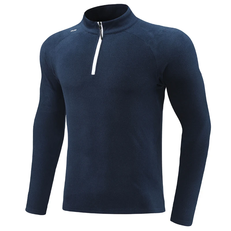 

Half Zipper Elastic Running Tee Breathable Outdoor Sports Cotton Bodybuilding Training Shirts Jogger Fashion Autumn Long Sleeves