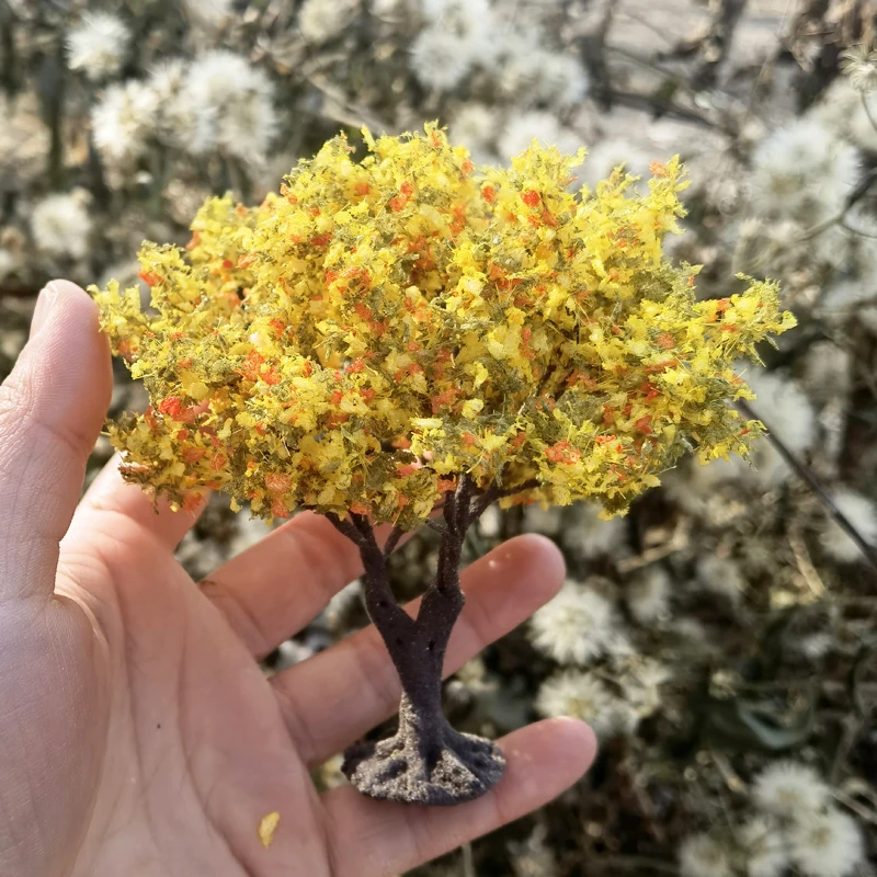 10/15cm Boutique simulación otoño hoja amarilla árbol de alambre modelo hecho a mano árbol paisaje jardinería tren diseño ferroviario casa de muñecas