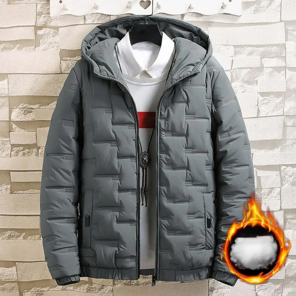 

Popular Men Hoodie Cozy Men Jacket Hooded Thicken Coldproof Coat Zipper