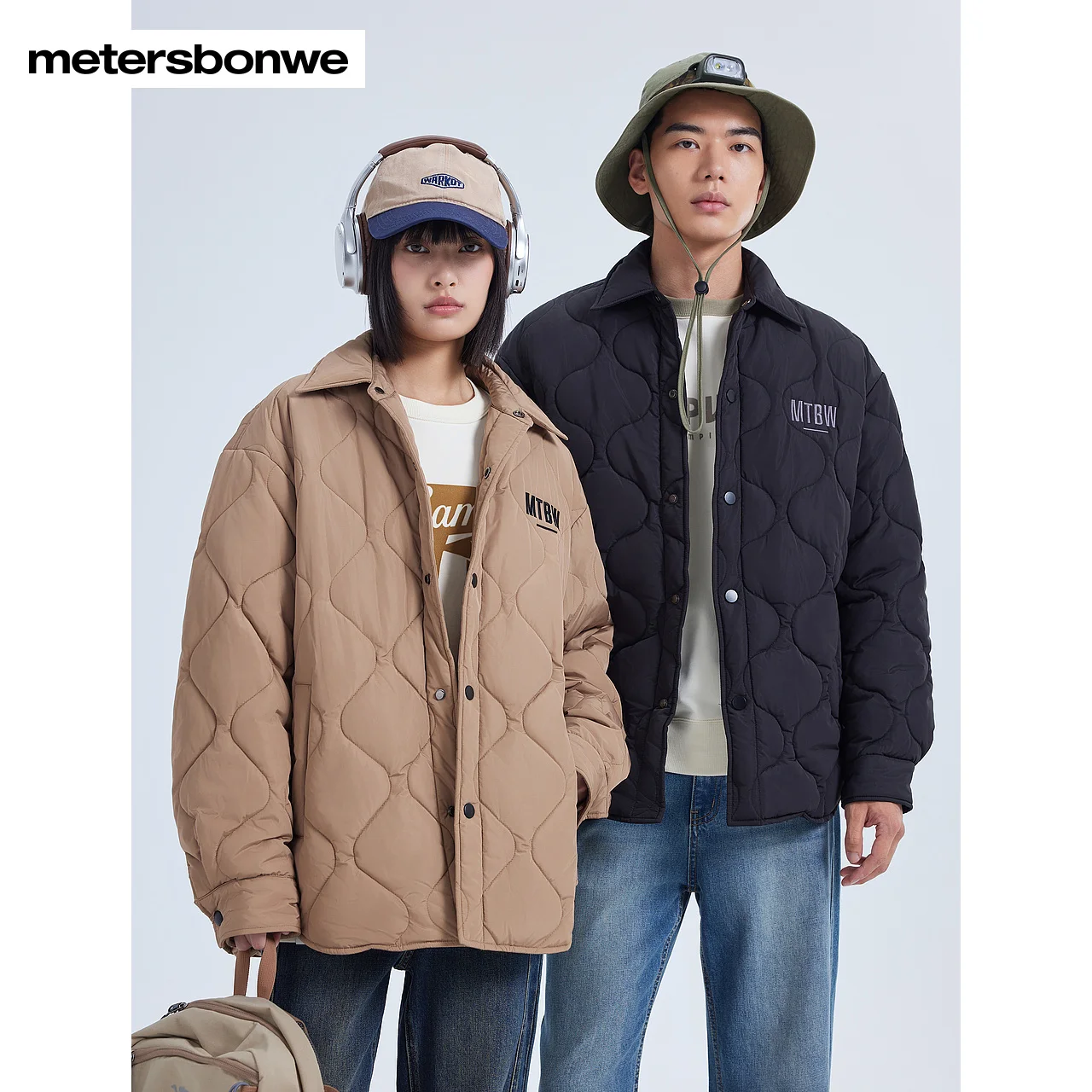 Metersbonwe-Men Women's Loose Winter Jacket And Coat With A Classic Shirt Collar Cotton Jacket Padded Side Pockets Embroidery