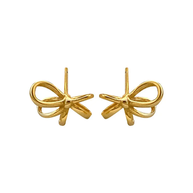 New Simple Metal Bowknot Stud Earrings for Women Korea Gold Silver Color Small Dairly Earring Boucles D\'oreilles Fashion Jewelry