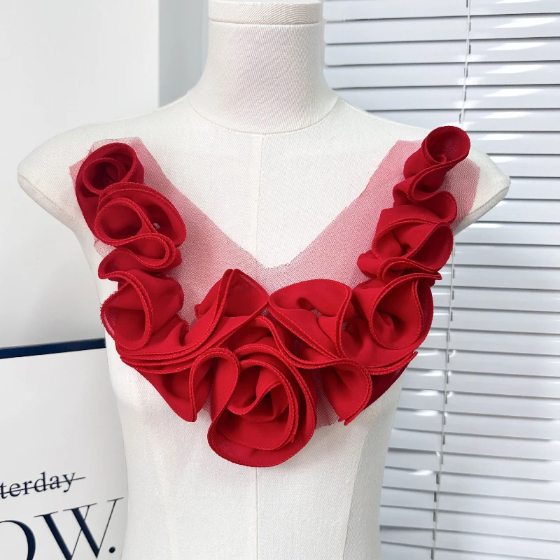 Handgefertigte, plissierte Blumenbroschen für Damen, elegante Anstecknadeln, Hochzeit, Tanzkleid, Dekoration, Kleidungszubehör – Detail 6