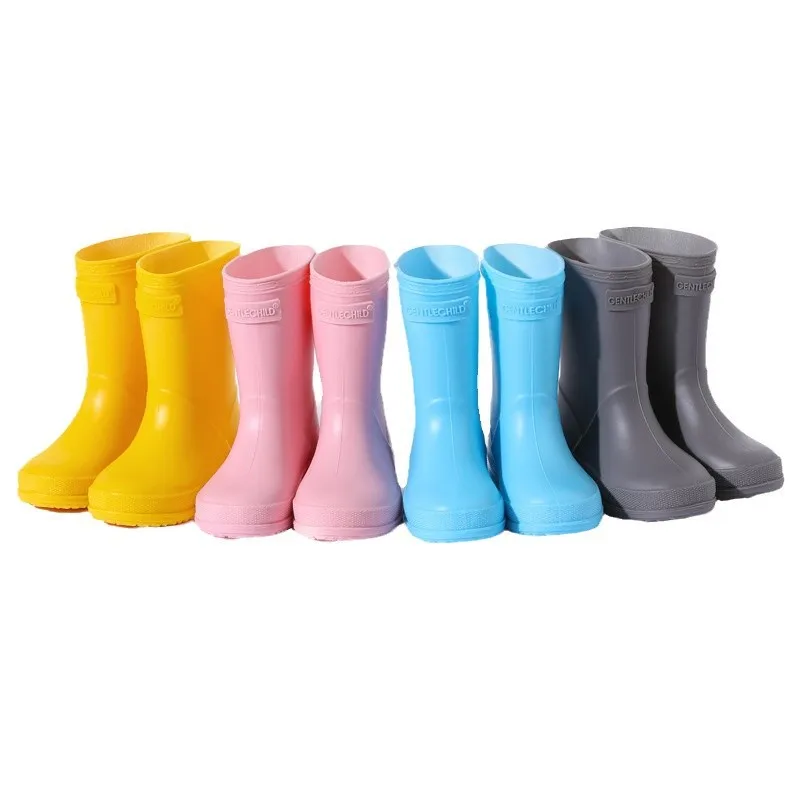 New Baby Solid Color Rubber Sole Rain Boots Children Casual Mid-calf Boots Boys Girls Kids Non-slip Waterproof Gardening Shoes