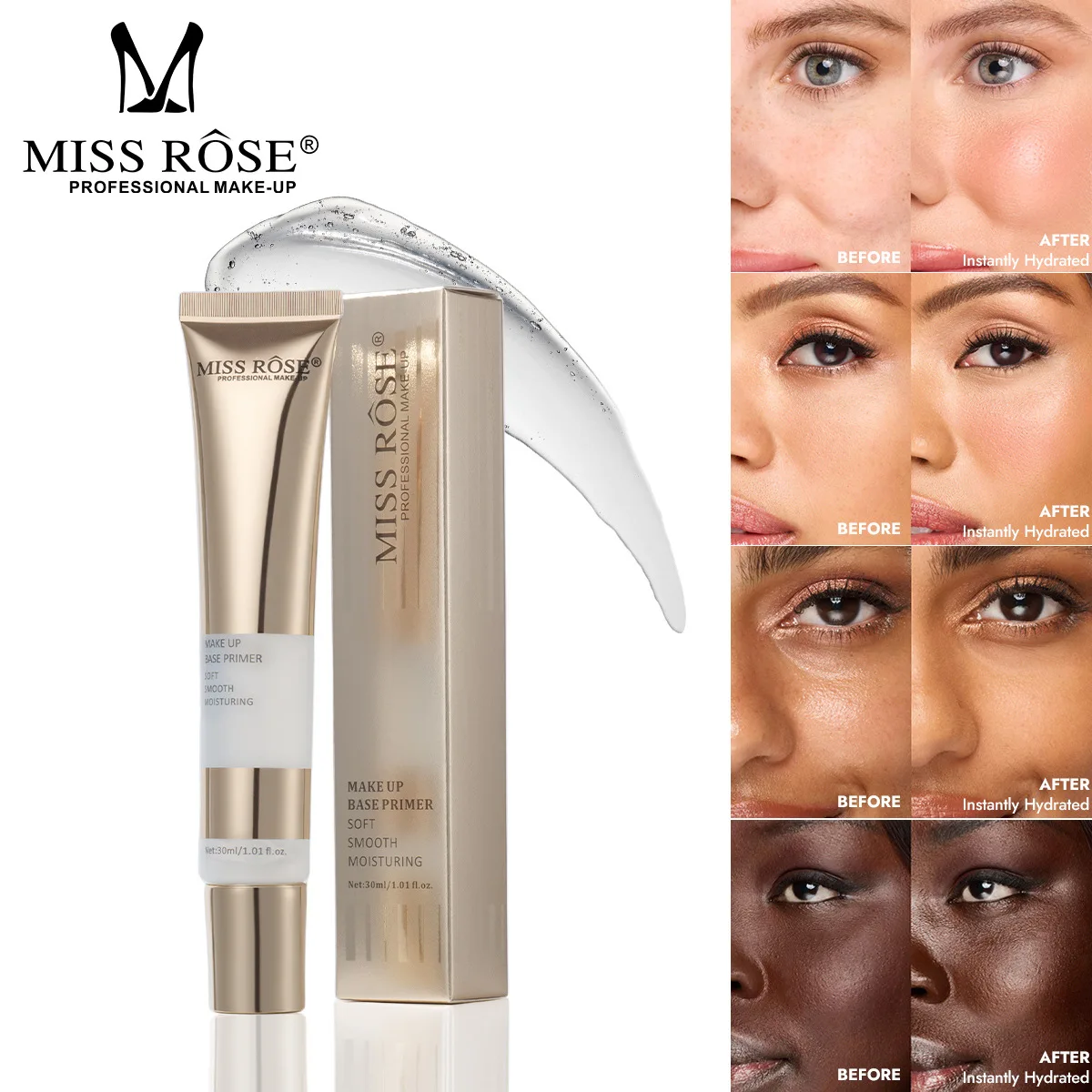 MISS ROSE Base de Maquillaje, Corrector, Crema Aislante, Crema Blanqueadora de Textura, Crema Tonificante, Base Facial Diaria, Cosméticos