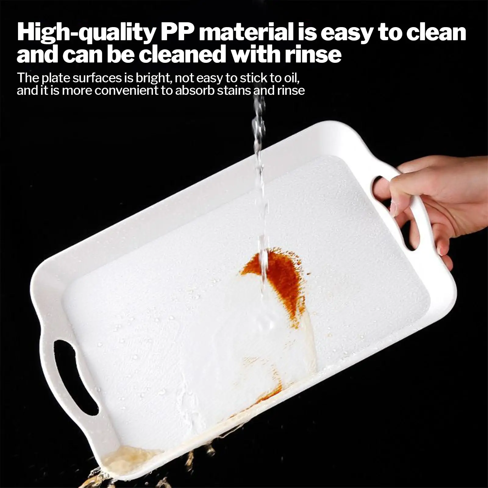 

Rectangular Serving Tray Square Tray Anti Slip Scratch Plastic Food Serving Tray With Handles Home Tea Fruit Dessert Tray