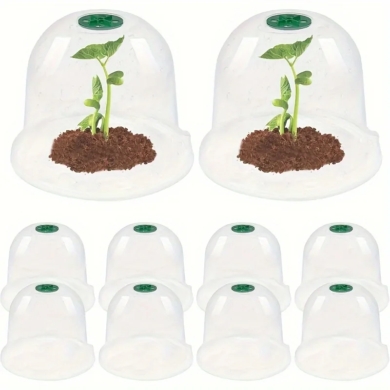 

10PCS Adjustable Garden Cloches Bell Plant Protector Reusable Humidity Domes For Plant Growth Protection With 30pcs Fixing Nails