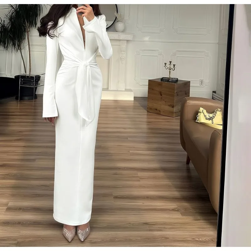 

Workplace Cool Sense Highly Intelligent Royal Sister Capable Temperament Strap Long Sleeve Dress Female Slim Long Dress Autumn