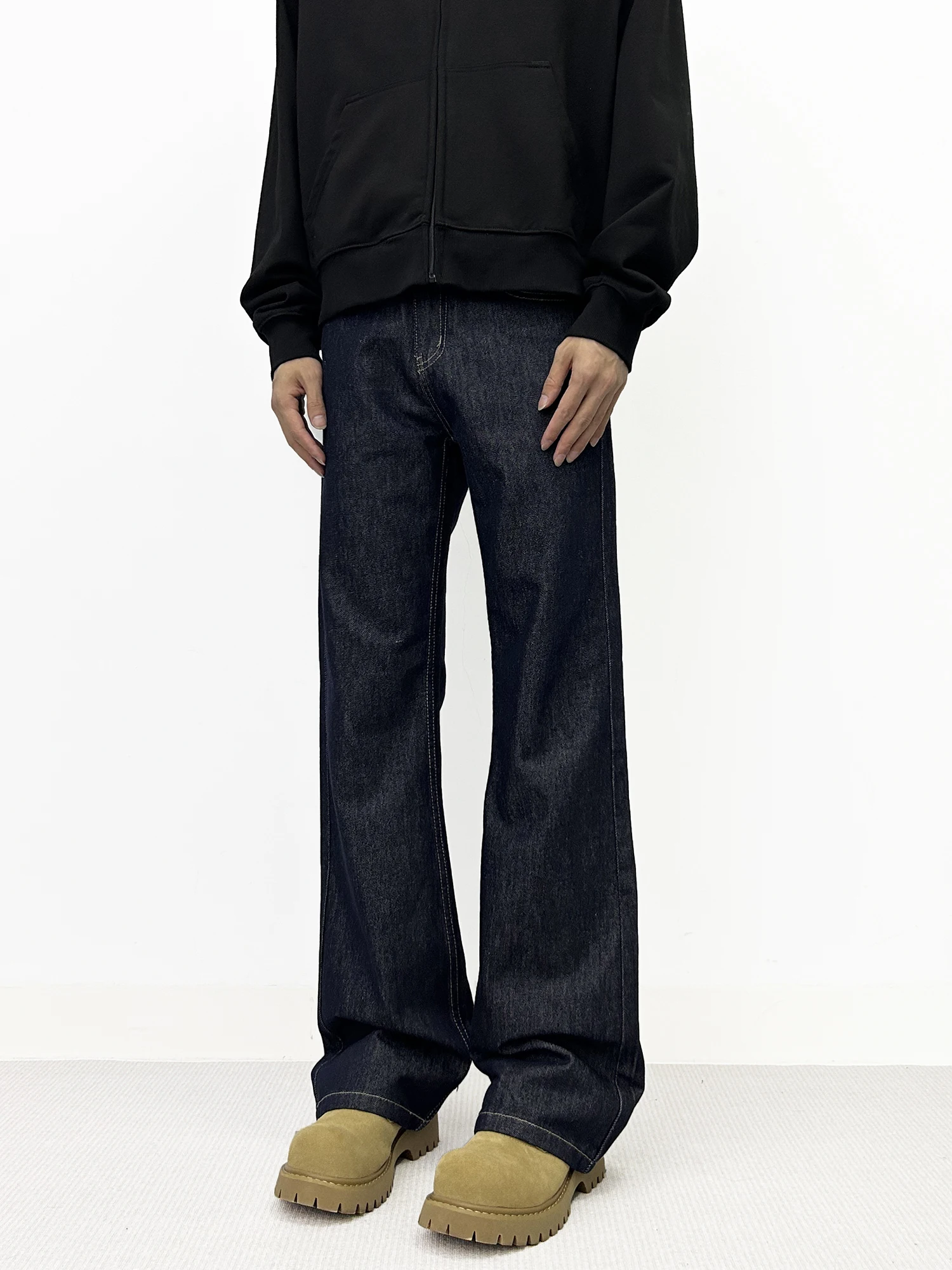 Calça Jeans Flare 517 Azul Lavado Estilo Retrô Americano Unissex Slim Reta Longa com Cintura Média e Fechamento por Zíper