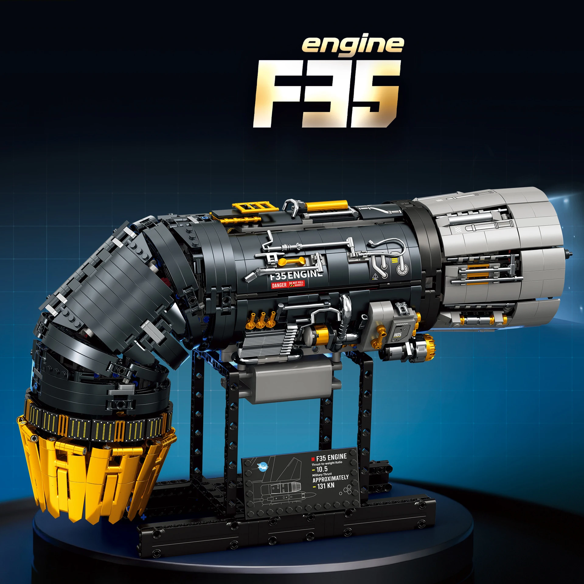 F-35 Stealth Fighter Technical Engine Building Blocks Model MOC Full Replica Jet Engine Bricks Kit DIY Decoration Toys Kids Gift