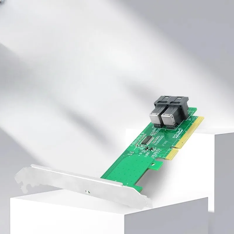 أجزاء لبطاقة محول Linkreal U.2 PCIe3.0X8 إلى 2 منفذ NVMe بطاقة توسيع القرص الصلب