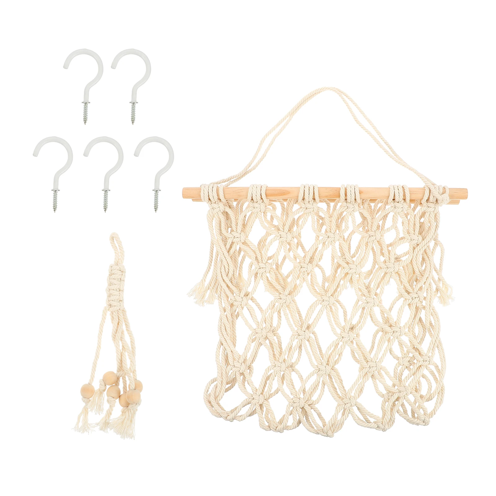 

Fruit Hanging Basket 35x60cm White Kitchen Woven Net Bag Vegetable Storage Hammock Decorative Tapestry Holder Plant