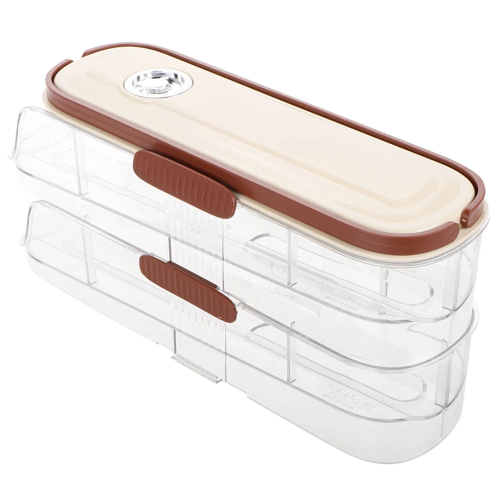 

Fridge Side Egg Organizer Holder 2-Tier Rolling Type Portable Egg Rack with Handle for Kitchen Refrigerator Counter Storage