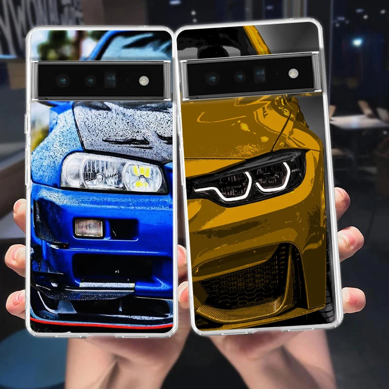 

Blue Red JDM Sport Car Phone Case For Google Pixel 8 7 6 Pro Soft TPU Shell For Pixel 6A 5 4 5A 4A 3A XL 5G Silicone Clear Cover