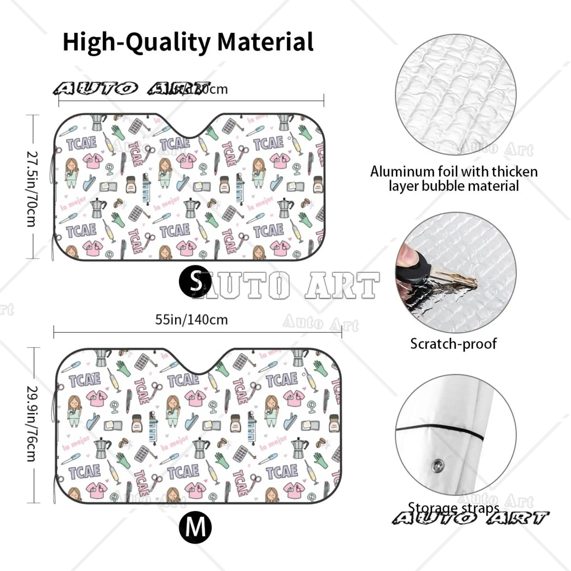 Riutilizzabile divertente infermiera novità parabrezza parasole 76x140cm foglio di alluminio parasole visiera copriauto