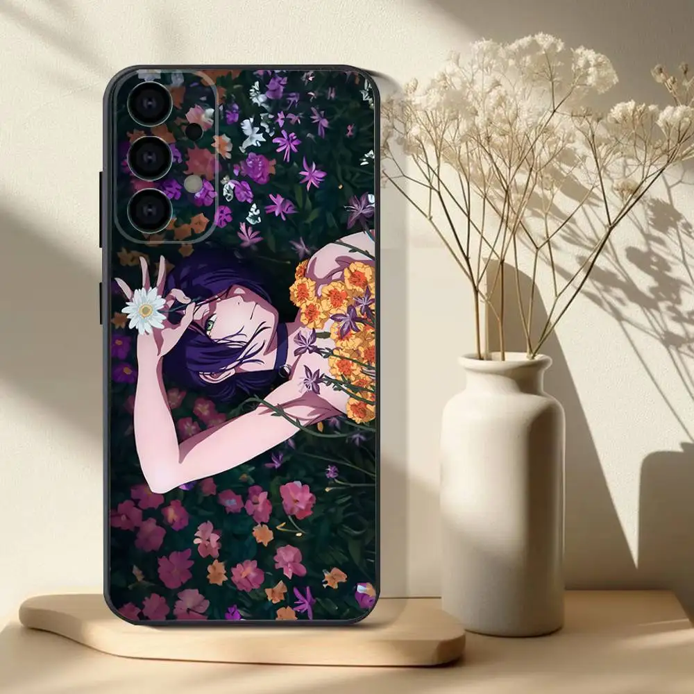 Casing Ponsel C-Chainsaw Man Reze untuk Samsung S 25,24,23,22,30,21,10,9,Ultra,Plus,Lite,FE,4,5G Casing Lembut Hitam