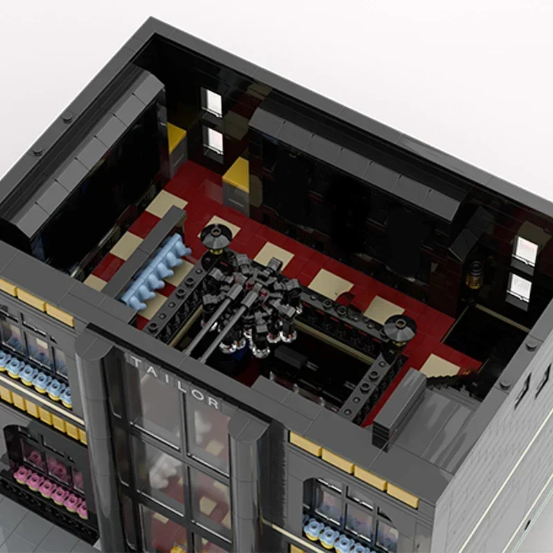 Street View Modello Moc Mattoni da costruzione City Tailor Shop Tecnologia Blocchi modulari Regali Giocattoli per bambini Set fai da te Assemblaggio
