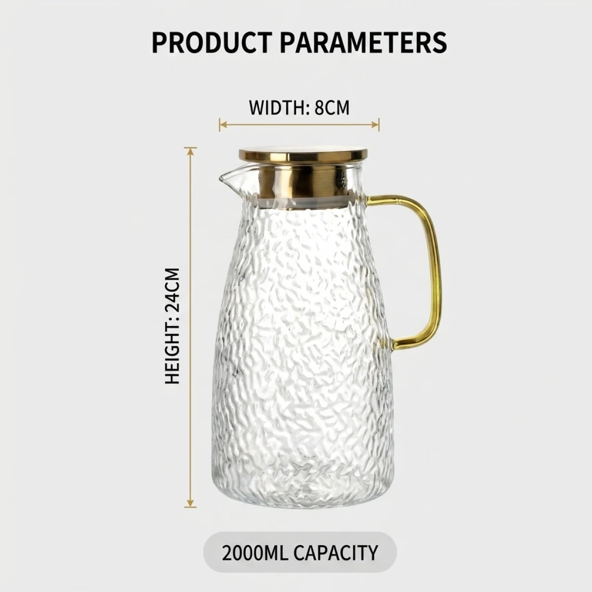 

High Borosilicate Glass Kettle – Hammer Texture, Instant Temp Difference 180℃, Microwave & Ceramic Stove Compatible.