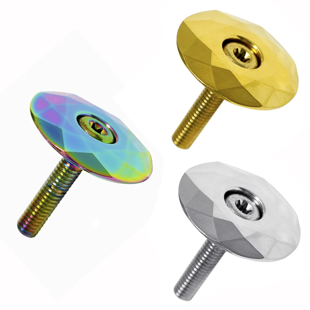 Shiny Color Bicycle Headset Cap Diamond Shaped Bike Cover Mirror Diamond Faceted Design Secure Compression System