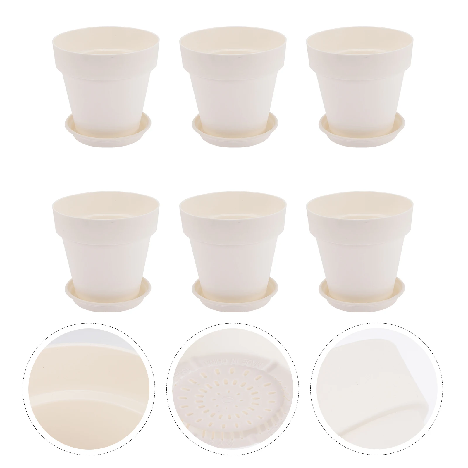 

6 Sets Plastic Flower Pots Lightweight Premium Gardening Planting Balcony Decorative with Trays for Home