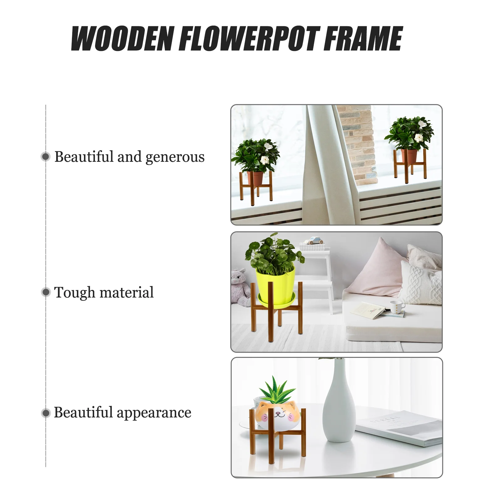 Wooden Flower Pot Stand Potted Plant Flowerpot Rack Holder Indoor Pots Household Display Planter Shelf