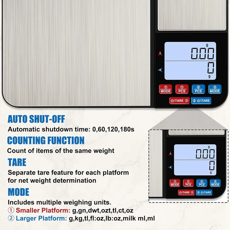 Dual Platform Kitchen Scale [10Kg/1G] Weighing Scales Kitchen With LCD Display 1 Piece