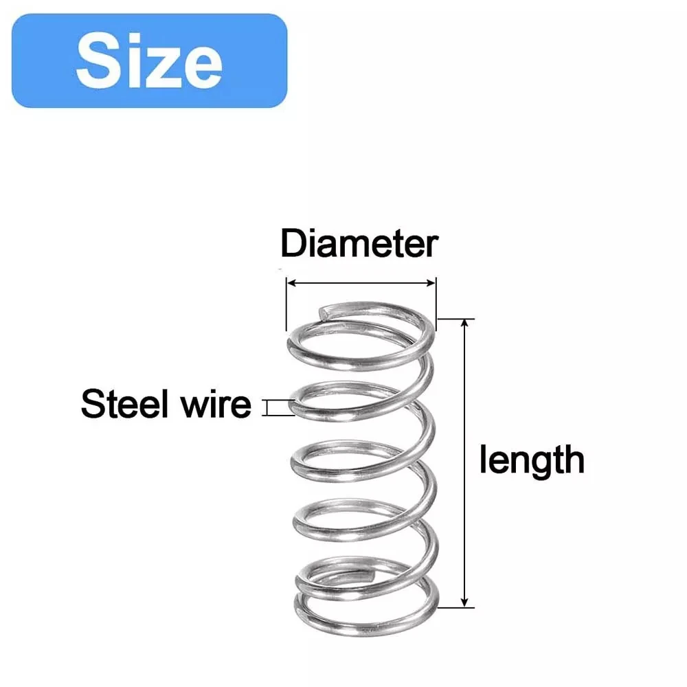 20Pcs/lot Wire Dia 0.1mm Stainless Steel Micro Small Compression Spring OD 0.8/1/1.2/1.4mm Length 5/8/10/12/15/20/25mm
