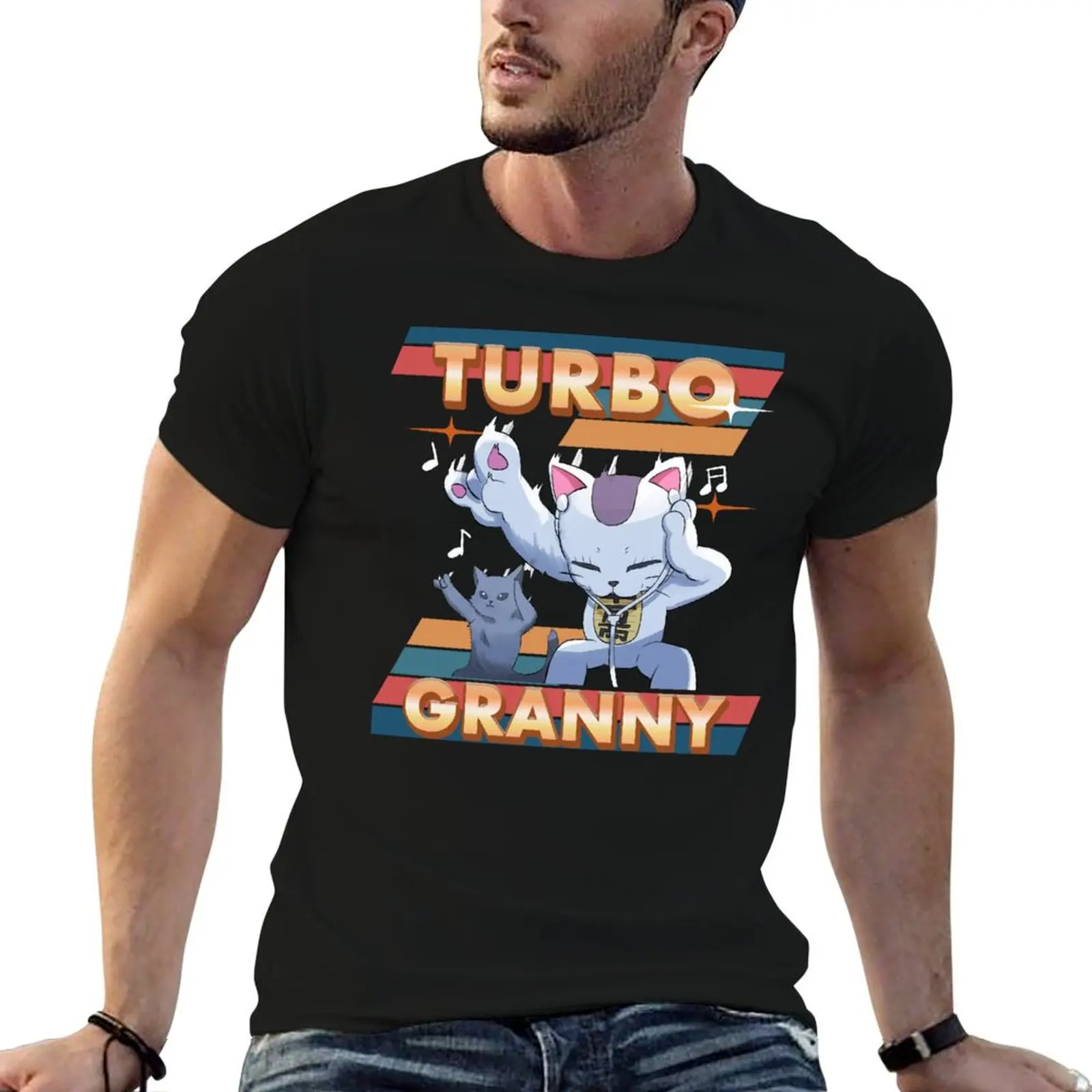 

for graphic man t man for slim Granny T-Shirt fit shirts t shirts Turbo Cat Dandadan