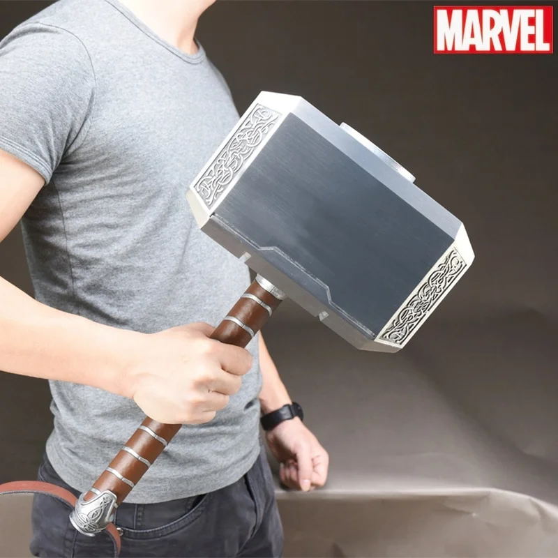 [metal Made] Collection 1:1 Cosplay Marvel Super Hero Thor Hammer Mjolnir Toy Adult Costume Party Metal Hammer Base Model Stand