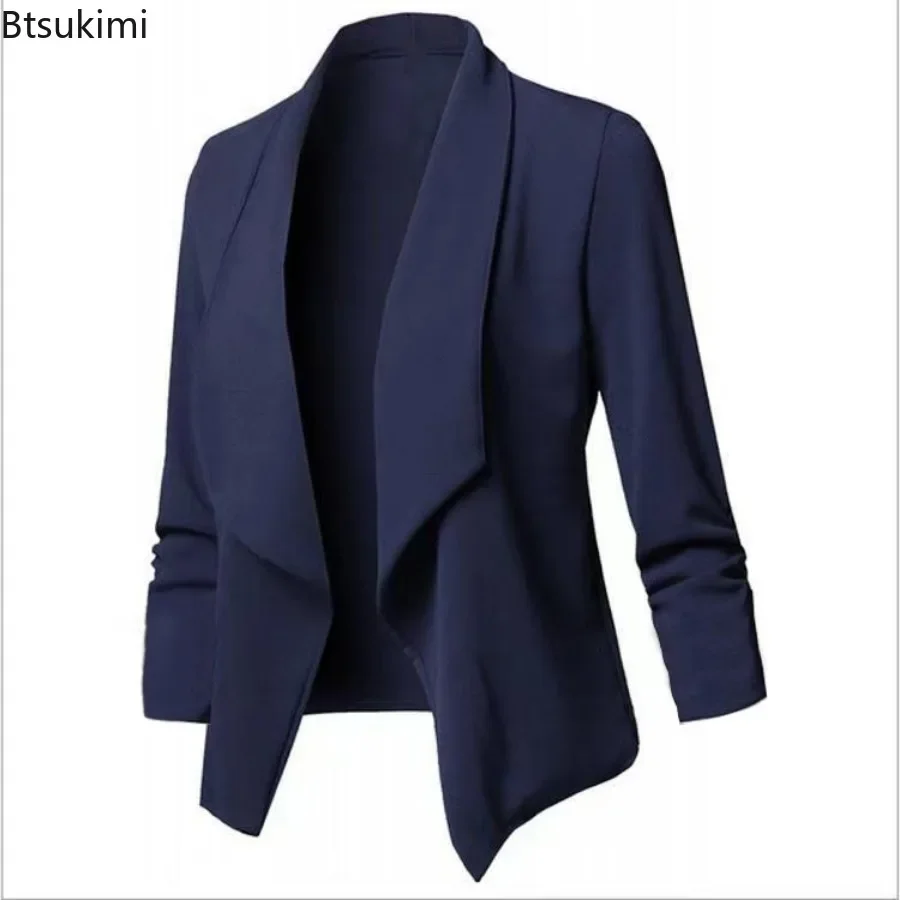 Business Office Women Blazer Coat Solid Long Sleeve Casual Suit Fashion Lapel Open Front Suit Jacket Women's All Match Suit Coat