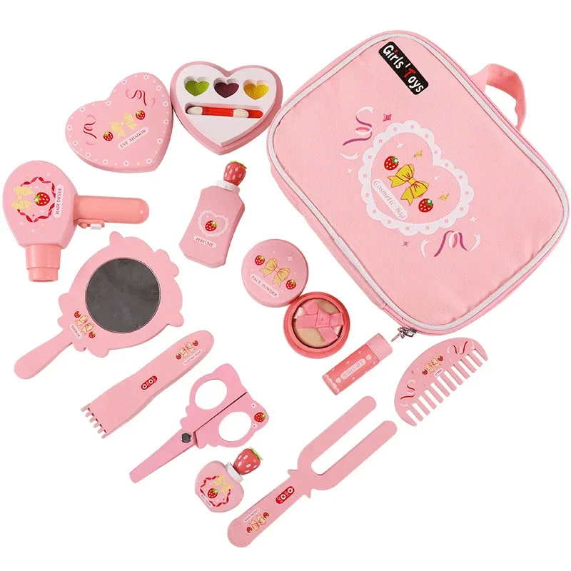 Play House Simulação Cosmetic Set Para Crianças, De Madeira, Interativo, Natal, Presente De Aniversário, Maquiagem, Caixa De Cosméticos, Meninas