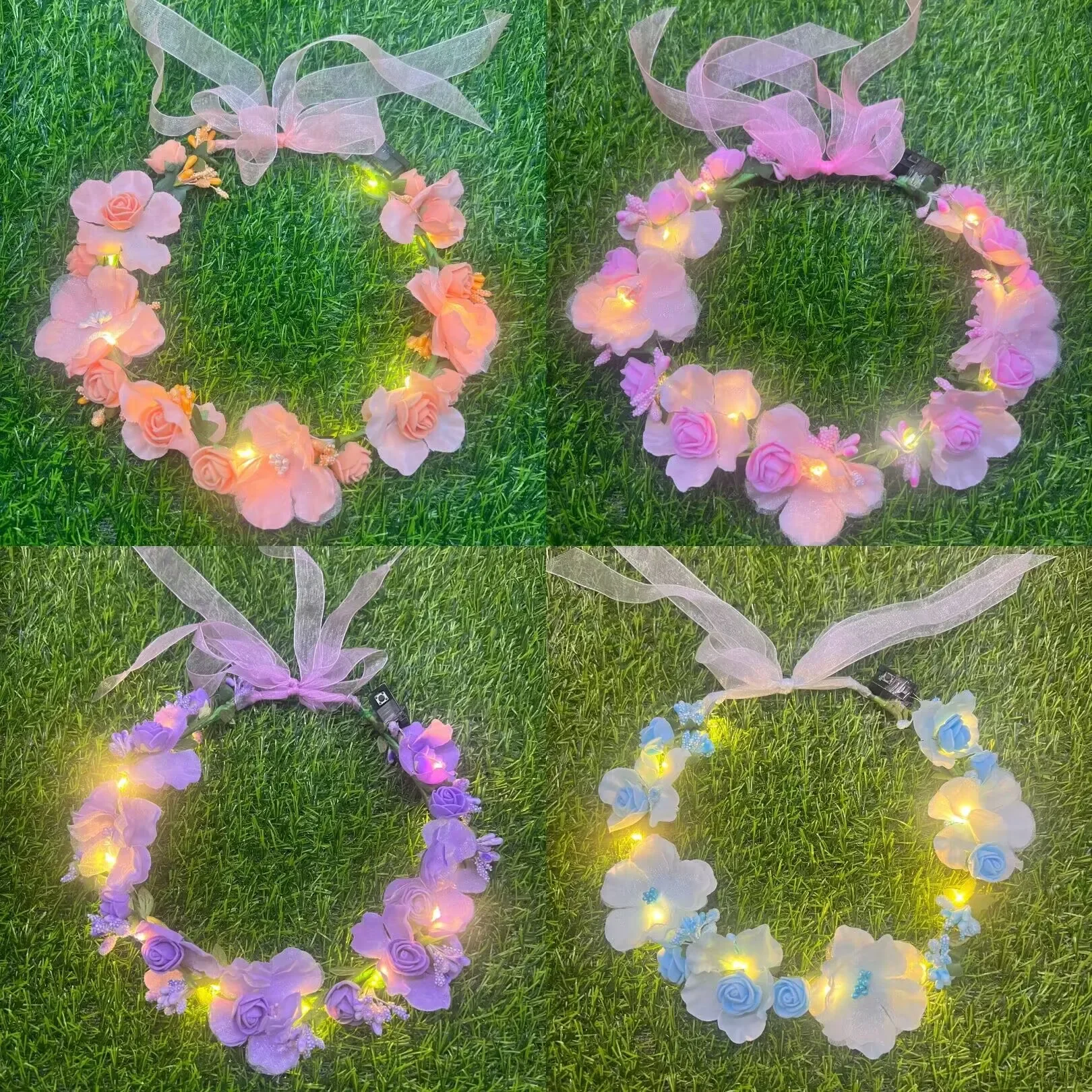 

1pcs Light Up Flower Crown Headbands LED Floral Wreath Hair Accessories for Girls Women Wedding Birthday Festival Party