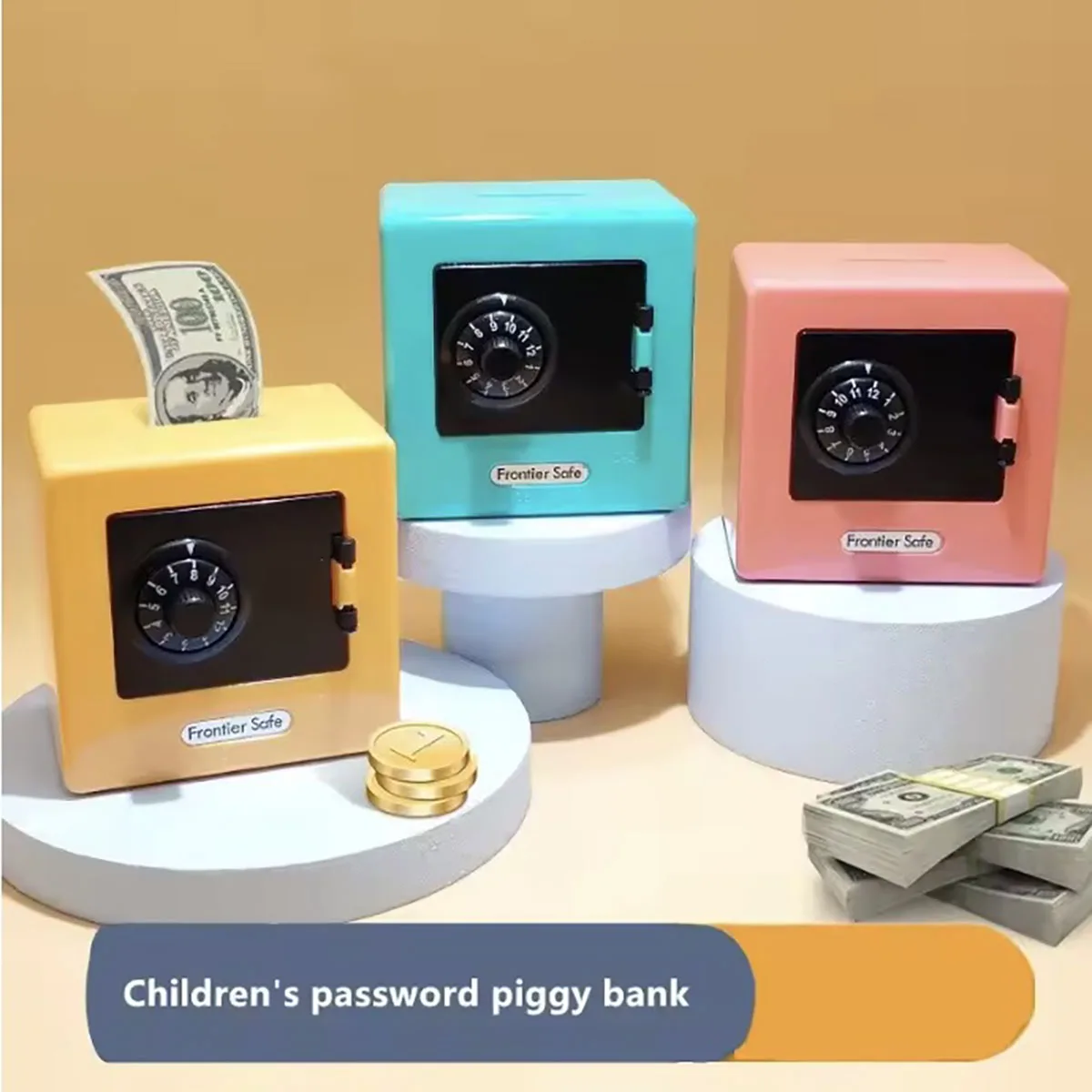 Mini Bank Money Box Retro Atm Rotating Password Cash Coins Saving Box Bank Safe Box Automatic Deposit Banknote Christmas Gift