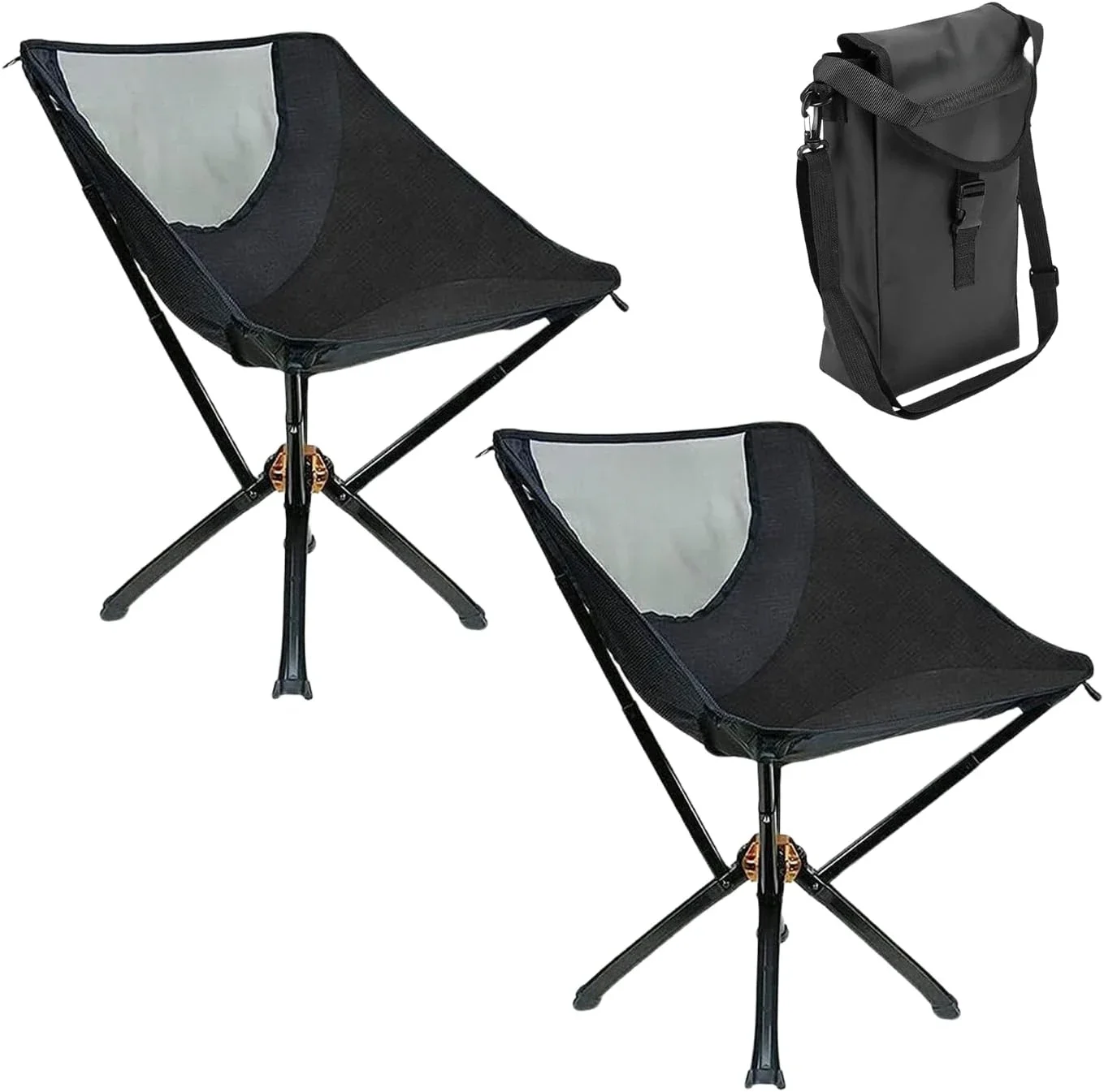 Portable Chair - Lightweight Folding Chair for Camping - Supports 300 Lbs - Black Bundle