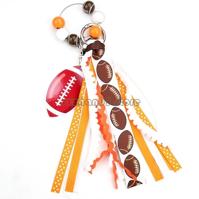 367C Reusable Sports Keychain Organiser Featuring Symbol And Multi Textured Beads For Bag Personalization