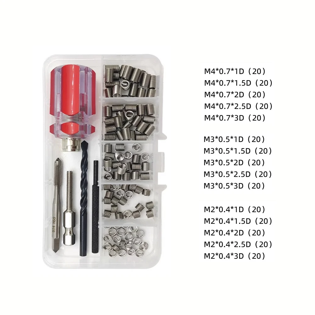 Threaded Inserts Repair Kit Stainless Steel Helicoil Type Wire Insert Set 304 Stainless Steel Screw Sleeve Thread Recovery Set