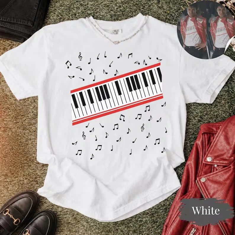 Michael-J Beat It Piano Keys T Shirt King of Pop Music Tee 2026 Fashion MJ Fan Clothes Summer Short Sleeve T-shirt Clothes