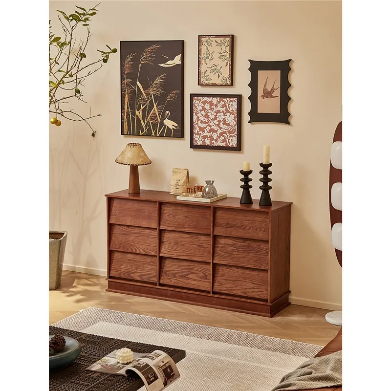 

Medieval solid wood chest, living room, bedroom, dining room, side cabinet, drawer storage, French storage cabinet