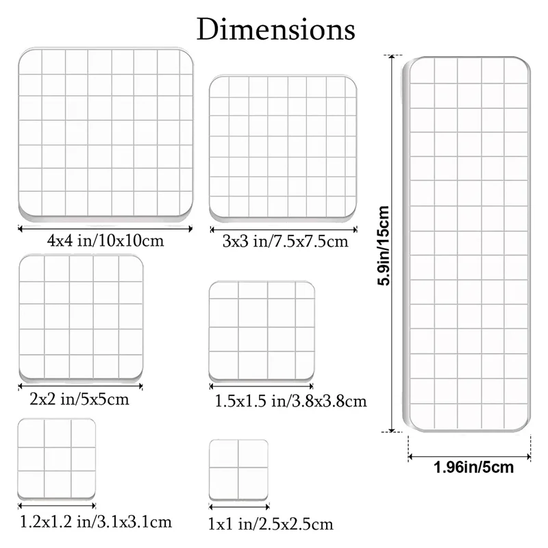 7 Pieces Acrylic Stamp Blocks, Clear Stamp Blocks Acrylic Blocks for Stamping Tools Set with Grid Decorative