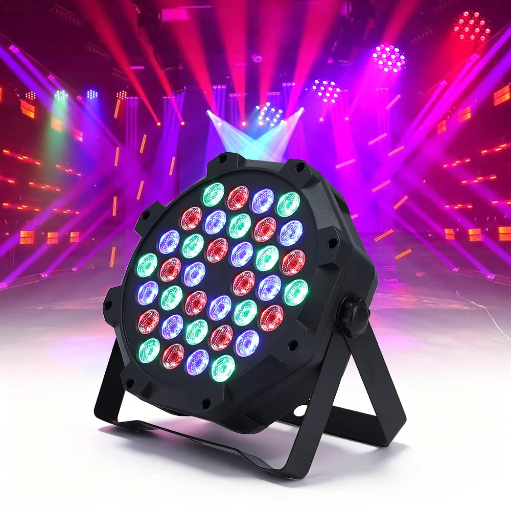 4Pcs 36 LED Stage Flat Par Lighting Effect DJ Disco Party Christmas Bar Club Wedding Show Lights Voice-activated Colorful Light