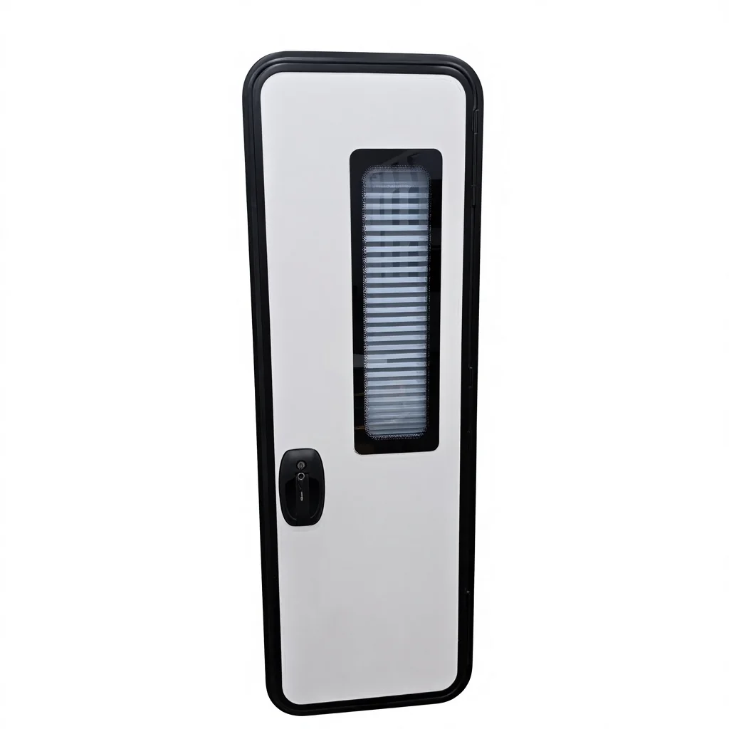 Luxury Type European Stype 600*1800mm Motorhome RV Moving Trailer Main Door With Sun Blind and Inner Flyscreen Door