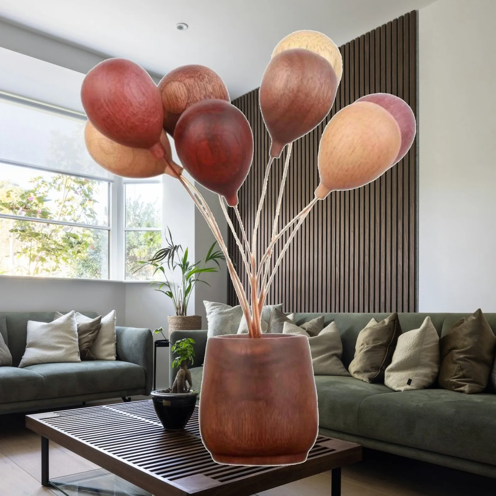 Air-Filled Bouquet Ornament Metal Wooden Balloon Decoration for Table