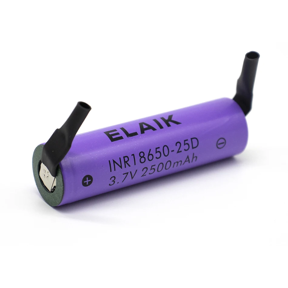 1-5pcs INR18650 2500mAh with high-quality battery cells suitable for power battery packs DIY+25D nickel sheet