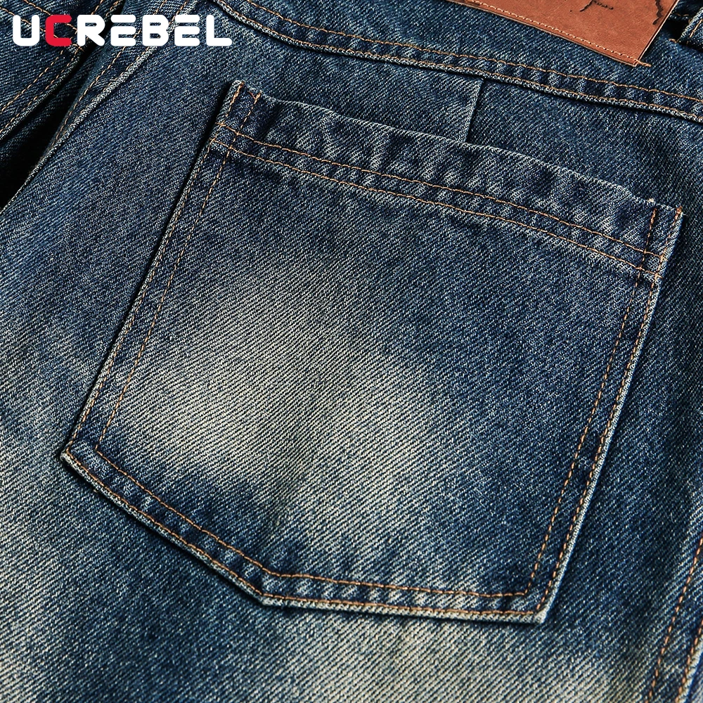 グラデーション染めスプライスバナナジーンズメンズヒップホップストリートワイドレッグバギーデニムパンツメンズ